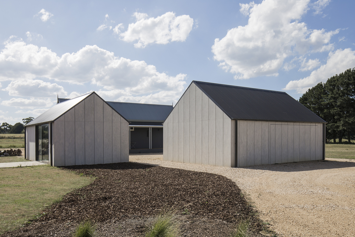 Modern Barn Outside, Minimal Studio and Gallery Space Inside